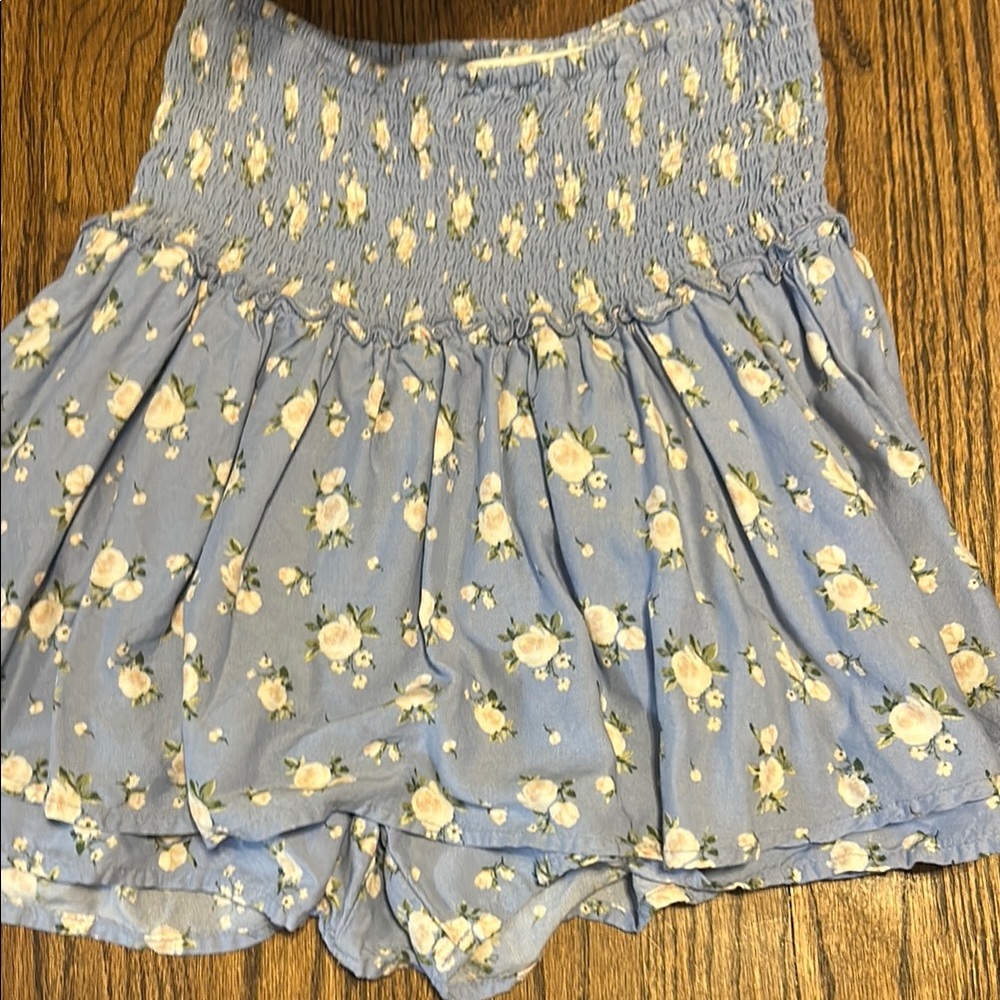 Floral Blue Women's Skirt with shorts